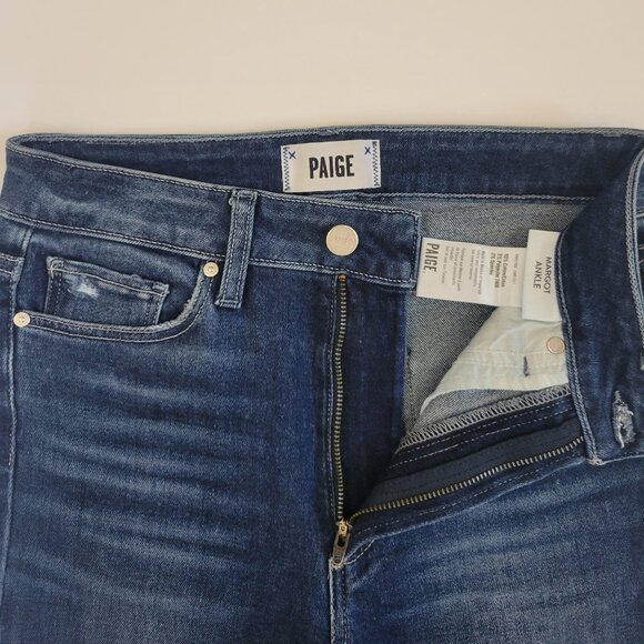 PAIGE  Margot High Rise Skinny Ankle Distressed Jean, Lookout Destructed - Picture 10 of 13